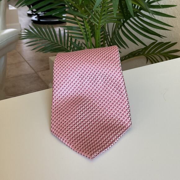 Geoffrey Beene Pink Checkered Adjustable Mens One Size Tie - Picture 1 of 6